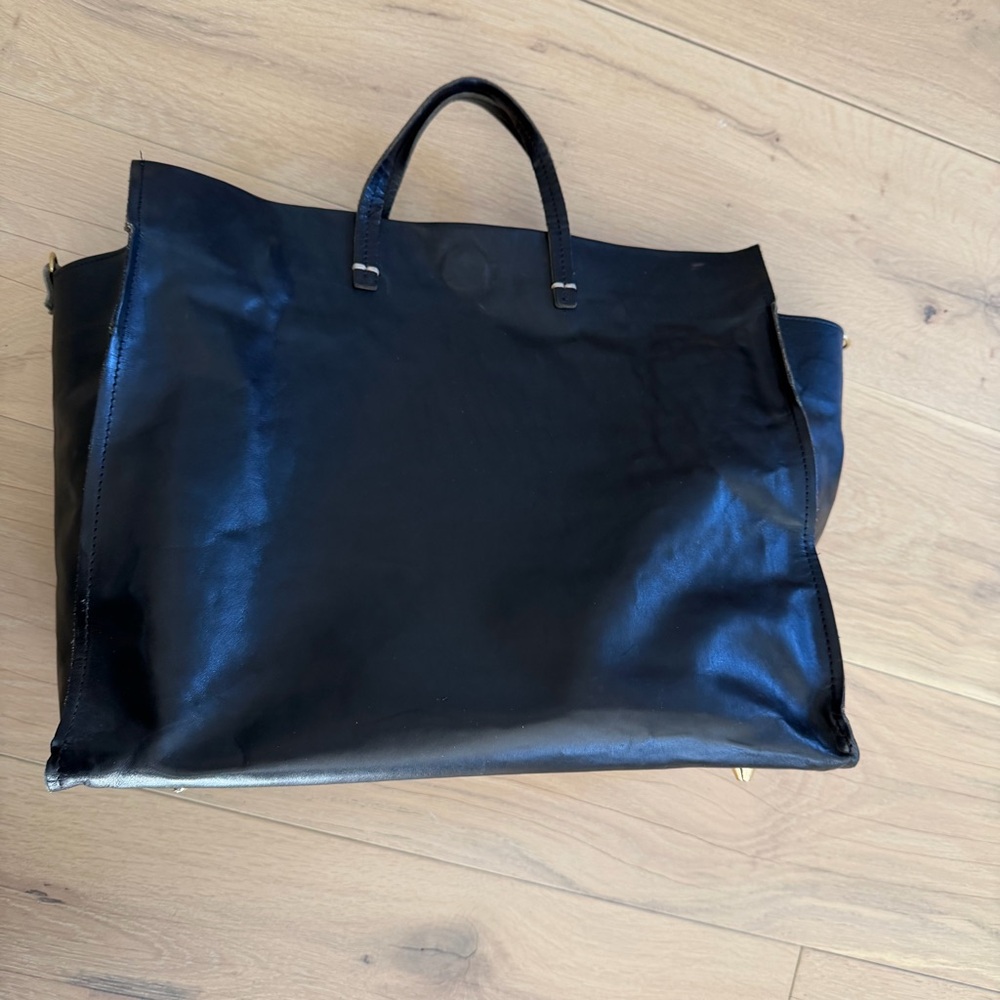 Clare V. Simple Tote in Black Leather and Faux Fur - Picture 9 of 9